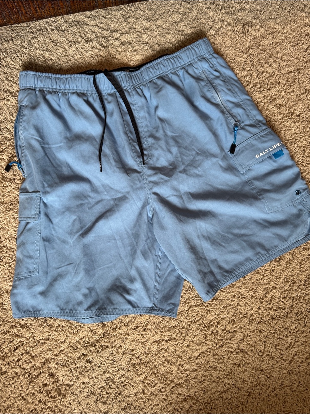 Salt Life Sky Blue Elastic Waist Cargo Shorts